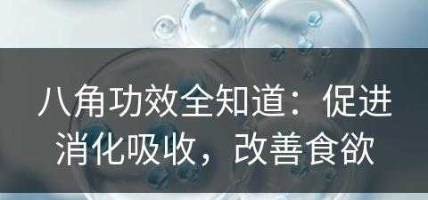 八角功效全知道：促进消化吸收，改善食欲